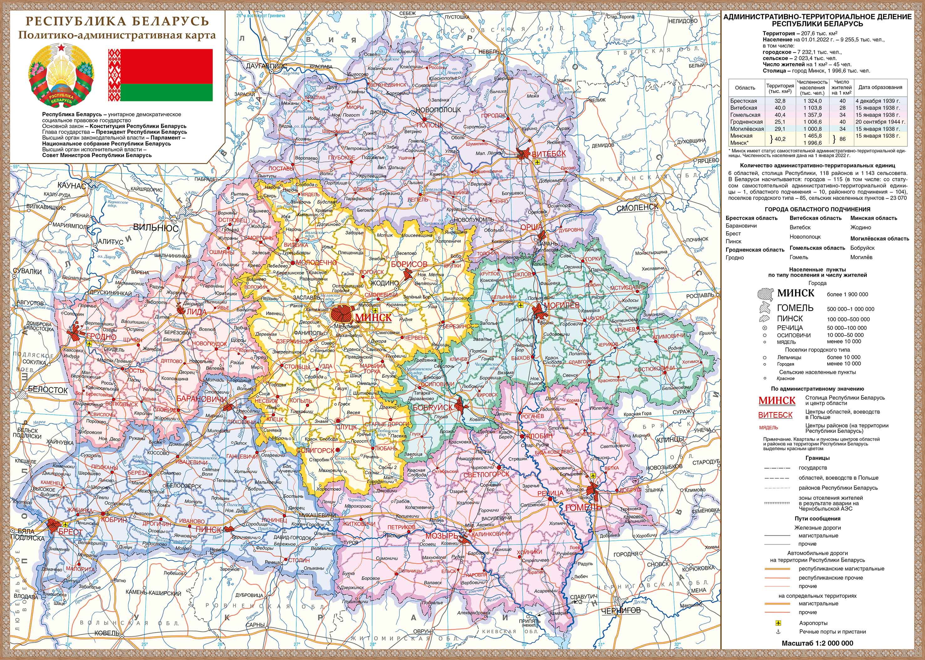 РЕСПУБЛИКА БЕЛАРУСЬ. ПОЛИТИКО-АДМИНИСТРАТИВНАЯ КАРТА